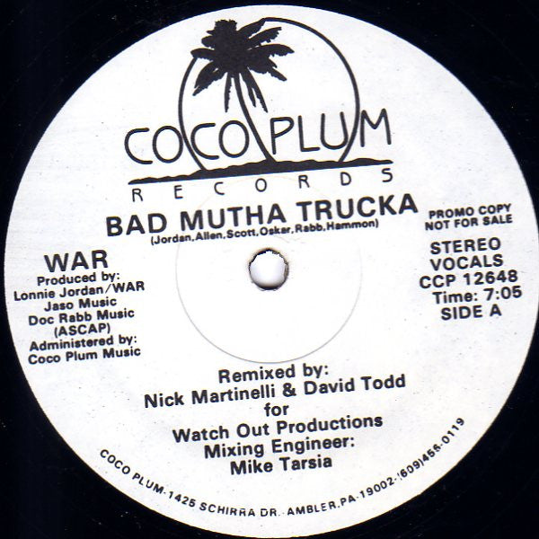 War : Bad Mutha Trucka (12", Promo)