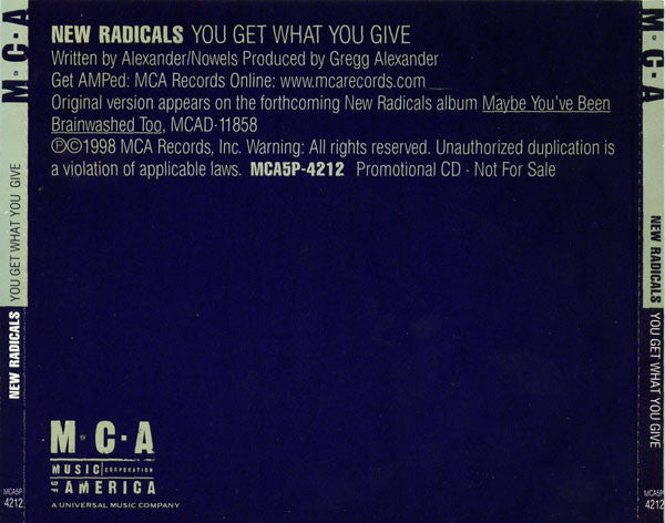 New Radicals : You Get What You Give (CD, Promo)