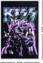 Kiss Blue Lightening Blacklight Poster - 23" x 35"