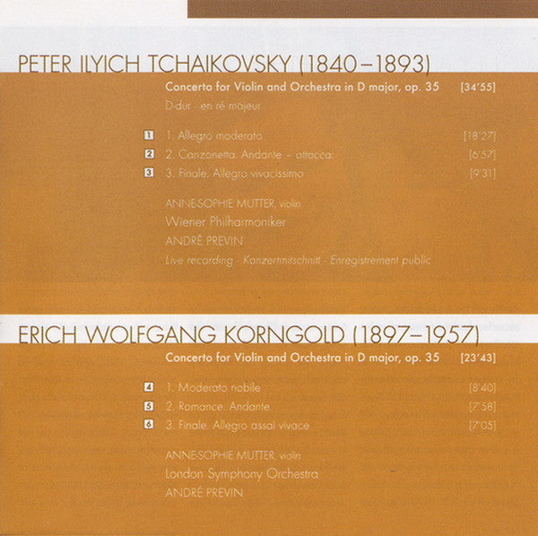 Anne-Sophie Mutter, Tchaikovsky* • Korngold*, André Previn, Wiener Philharmoniker, London Symphony Orchestra : Violin Concertos (SACD, Hybrid, Multichannel, Album)