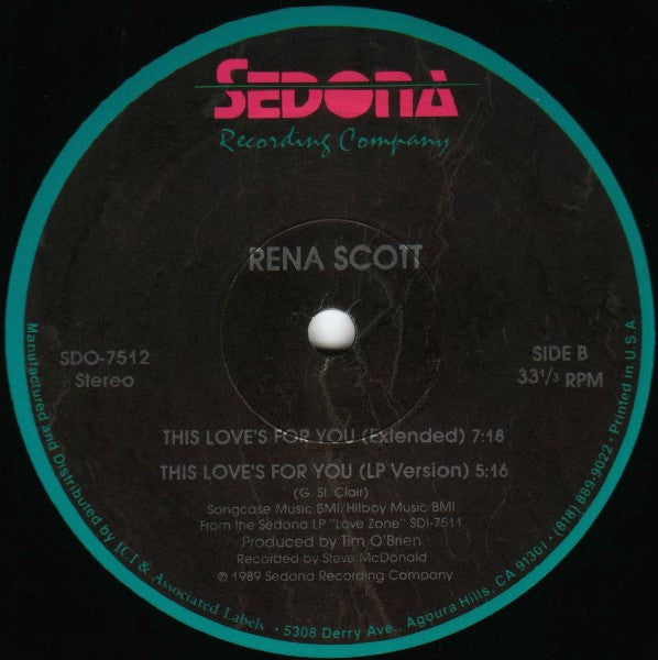 Rena Scott : This Love's For You (12")