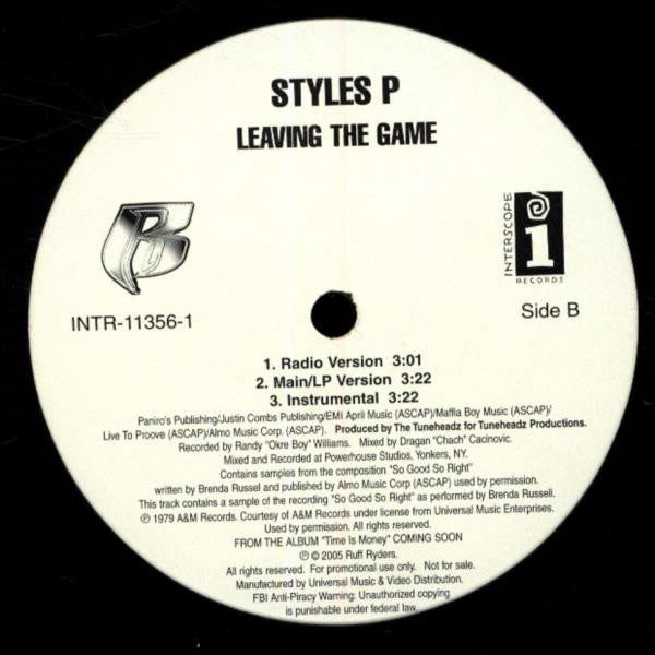 Styles P : I'm Black / Leaving The Game (12", Single, Promo)