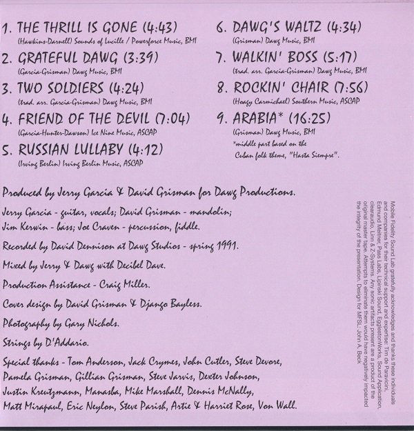 Jerry Garcia / David Grisman : Jerry Garcia / David Grisman (SACD, Hybrid, Album, Ltd, Num, RE)