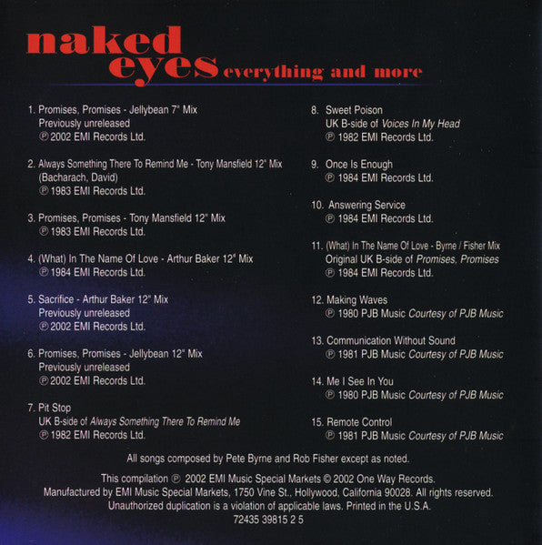 Naked Eyes : Everything And More (CD, Comp, RM)