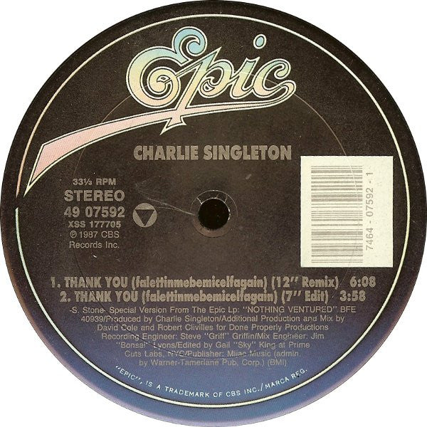 Charlie Singleton : Thank You (Falettinmebemicelfagain) (12")