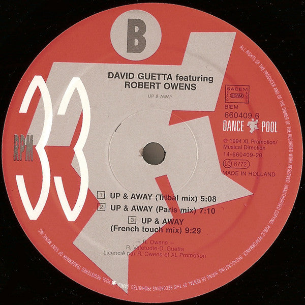 David Guetta Featuring Robert Owens : Up And Away (12", Maxi)