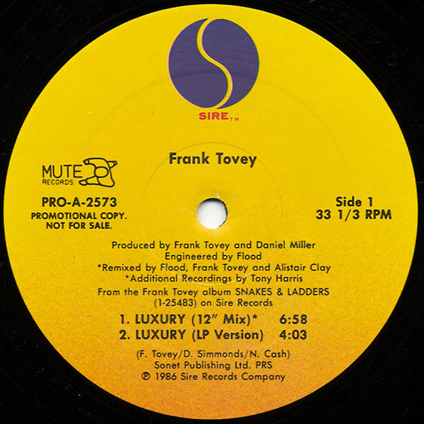 Frank Tovey : Luxury / Collapsing New People / Concrete (12", Promo)