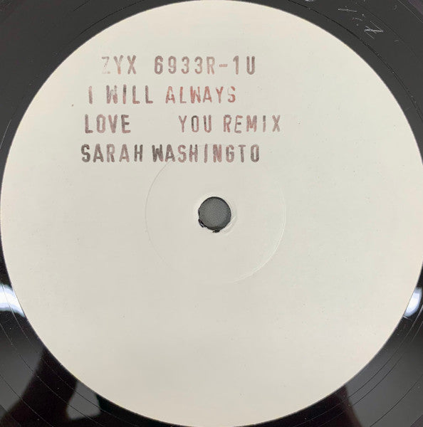 Sarah Washington : I Will Always Love You (Remix) (12", Promo, W/Lbl)
