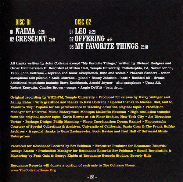 John Coltrane : Offering: Live At Temple University (2xCD, Album, RM)
