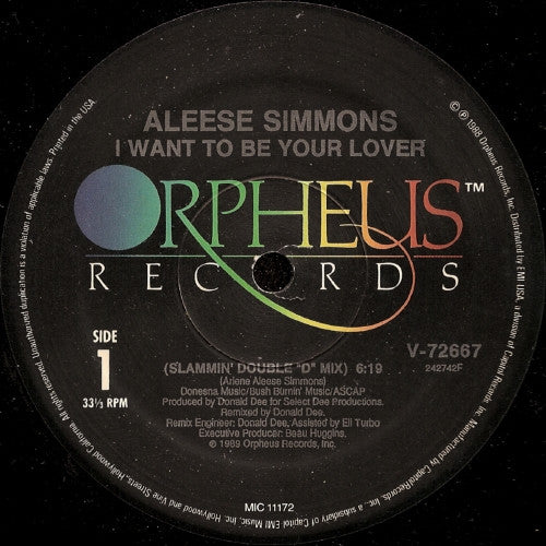Aleese Simmons : I Want To Be Your Lover (12")