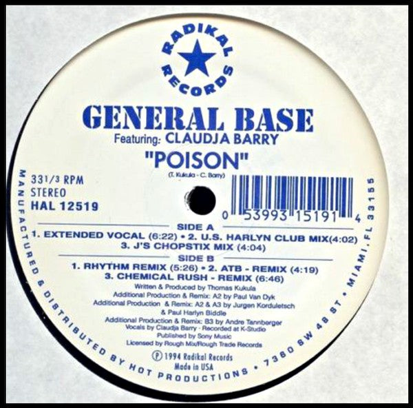 General Base Featuring Claudja Barry : Poison (12")