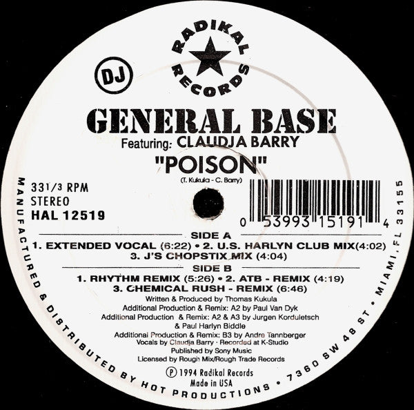 General Base Featuring Claudja Barry : Poison (12")