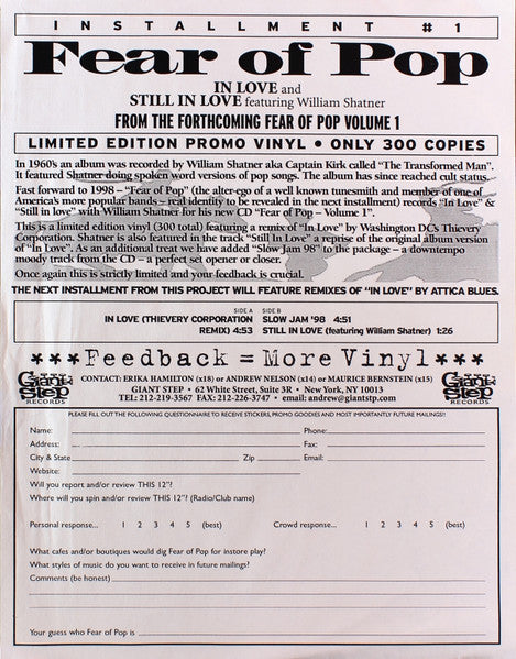 Fear Of Pop : In Love (12", Ltd, Promo)