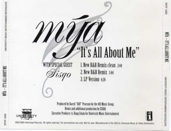 Mya : It's All About Me (CD, Single, Promo)