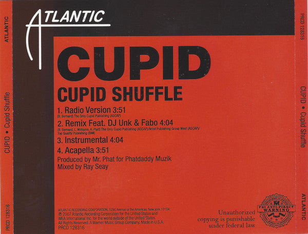 Cupid (2) : Cupid Shuffle (CD, Single, Promo)
