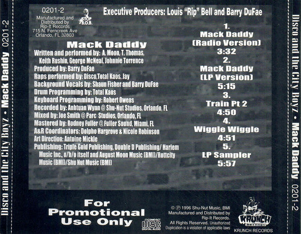 Disco & The City Boyz : Mack Daddy (CD, Maxi, Promo)