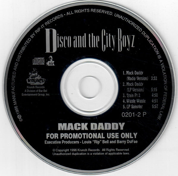 Disco & The City Boyz : Mack Daddy (CD, Maxi, Promo)