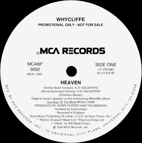 Whycliffe : Heaven (12", Promo)
