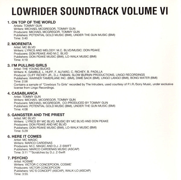 Various : Lowrider Soundtrack Volume VI (Lowrider Magazine) (CD, Comp)