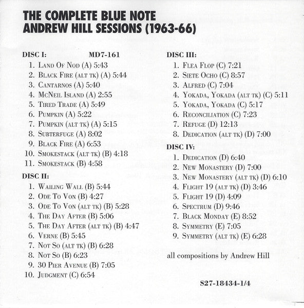 Andrew Hill : The Complete Blue Note Andrew Hill Sessions (1963-66) (7xCD, Comp + Box, Ltd, Num)