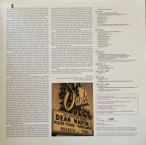 Frank Sinatra, Dean Martin & Sammy Davis Jr. : The Rat Pack Live At The Sands (2xLP, Album, Ltd, RM, 180)