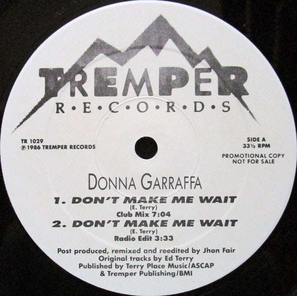 Donna Garraffa : Don't Make Me Wait (12", Promo)
