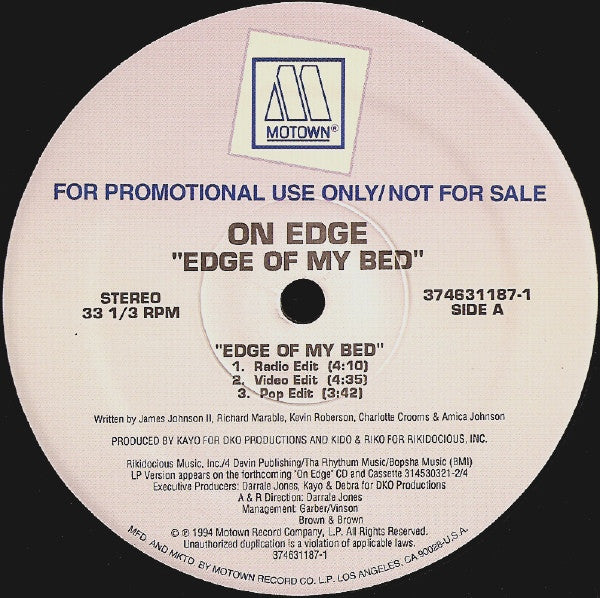 On Edge : Edge Of My Bed (12", Promo)
