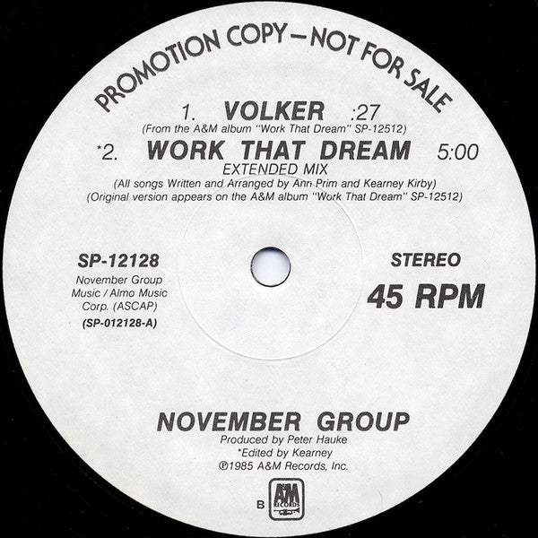 November Group : Work That Dream (12", Promo)