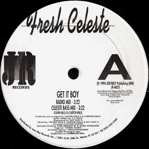 Fresh Celeste : Get It Boy (12", Promo)