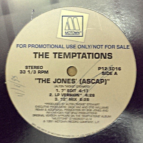 The Temptations : The Jones' (12", Single, Promo)