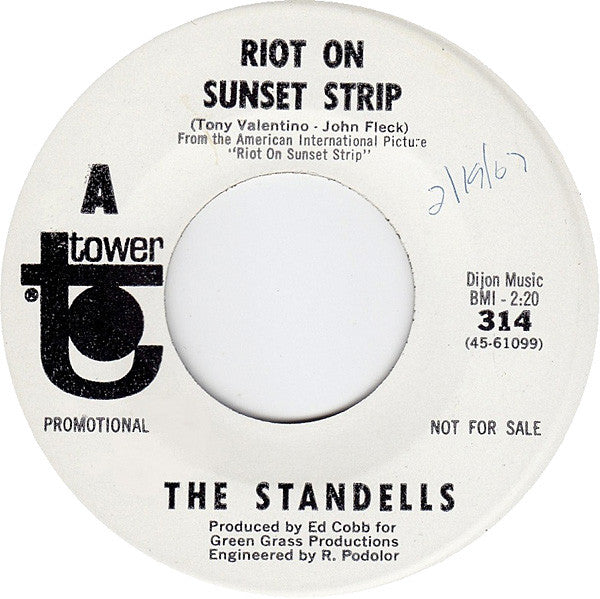 The Standells : Riot On Sunset Strip (7", Single, Promo)