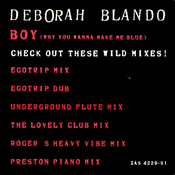 Deborah Blando : Boy (Why You Wanna Make Me Blue) (12", Promo)