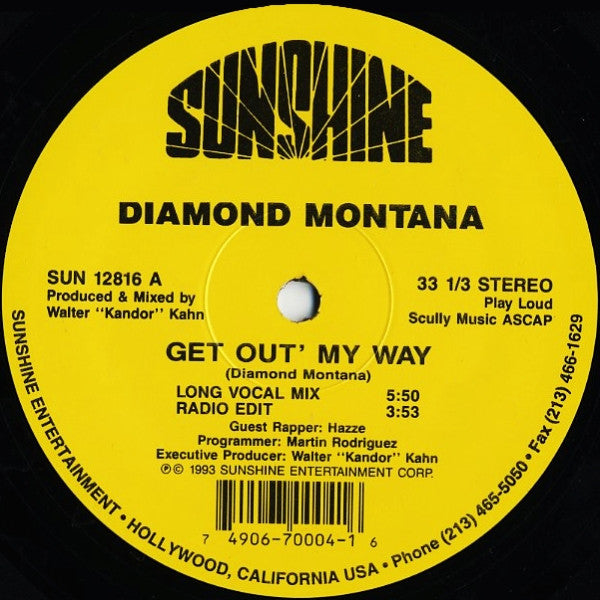 Diamond Montana : Get Out' My Way (12")