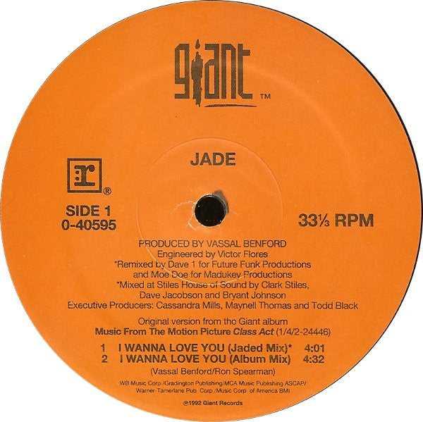 Jade (3) : I Wanna Love You (12", Maxi)