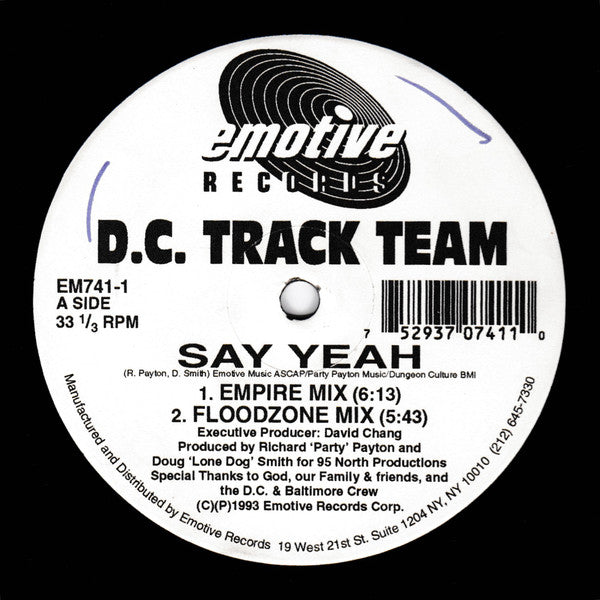D.C. Track Team : Say Yeah / Pressure (12")