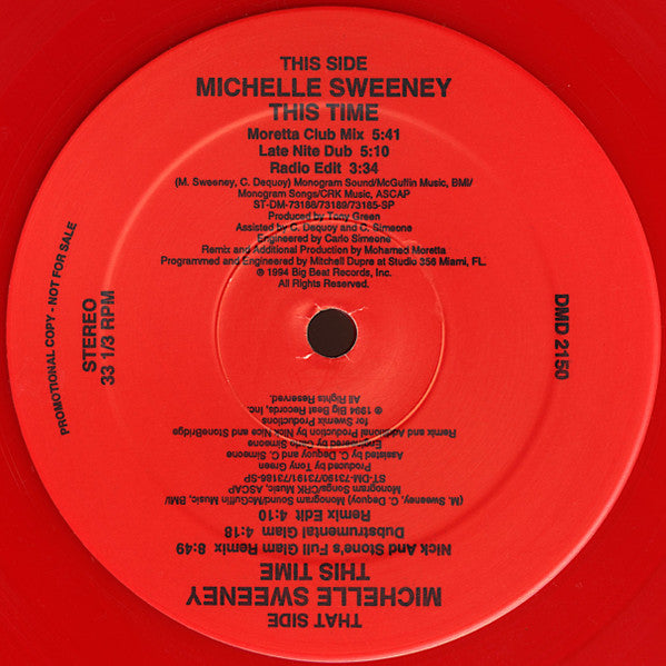 Michelle Sweeney : This Time (12", Promo, Red)