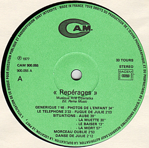 Arie Dzierlatka* : Repérages (Bande Sonore Originale) (LP, Album)