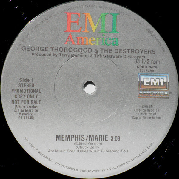 George Thorogood & The Destroyers : Memphis/Marie (12", Single, Promo)
