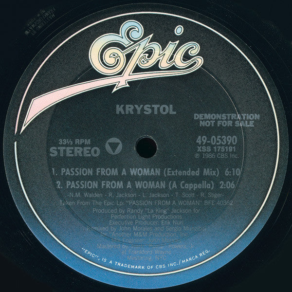 Krystol : Passion From A Woman (12", Single, Promo)