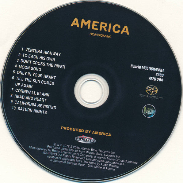 America (2) : Homecoming (SACD, Hybrid, Multichannel, Album, Ltd, Num, RE, R)