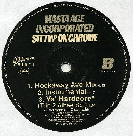 Masta Ace Incorporated : Sittin' On Chrome (12", Promo)