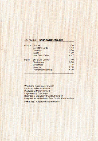 Joy Division : Unknown Pleasures (Cass, Album, RE + Box)