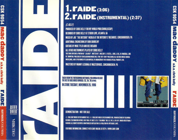 Mac Daddy A.K.A. Chris Kelly* : Raide (CD, Single, Promo)