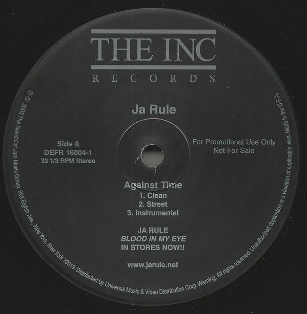 Ja Rule : Against Time / Ni**as & B**ches (12", Promo)