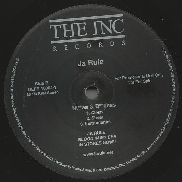 Ja Rule : Against Time / Ni**as & B**ches (12", Promo)