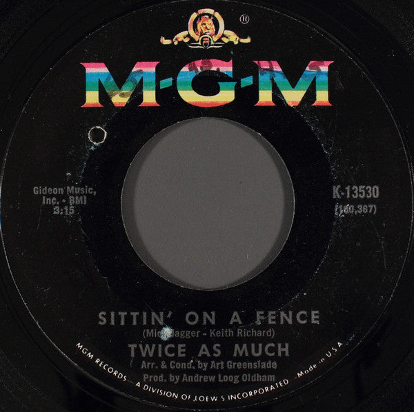 Twice As Much : Sittin' On A Fence (7", Single)