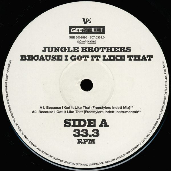 Jungle Brothers : Because I Got It Like That (12", Single)
