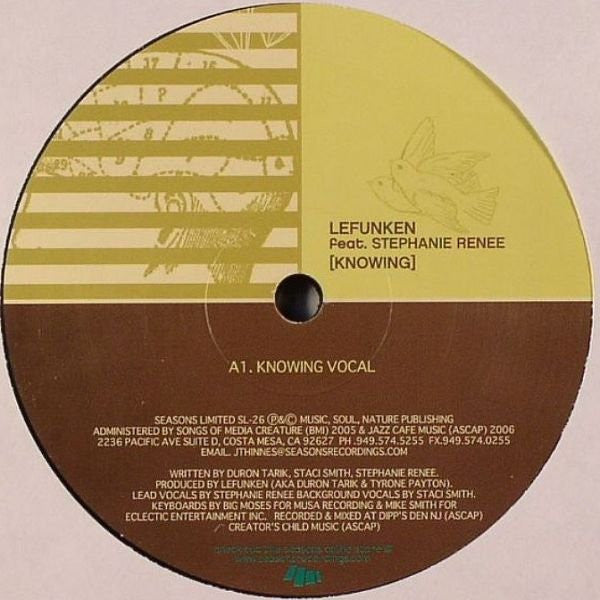 Lefunken Feat. Stephanie Renee : Knowing (12")