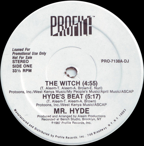 Mr. Hyde : The Witch / Hyde's Beat (12", Single, Promo)
