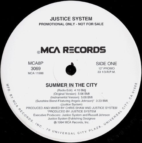 Justice System : Summer In The City (12", Promo)